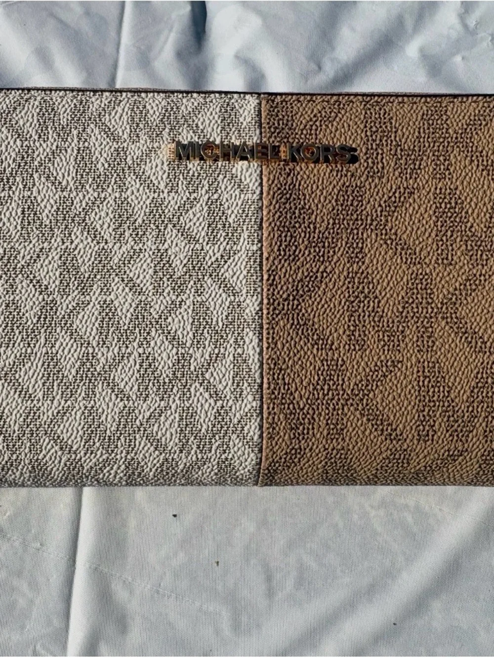 Michael Kors WoMen’s Two-Tone Brown and Beige Leather Clutch
